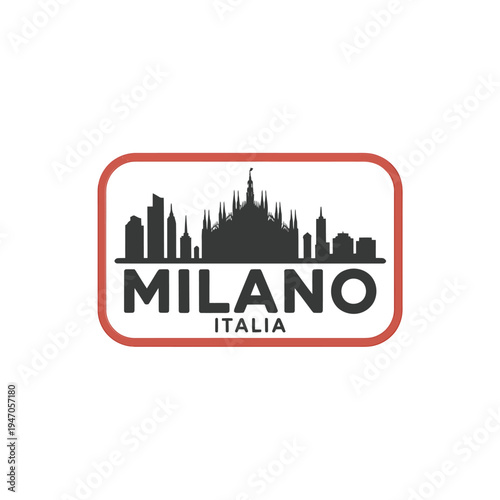 A stylized emblem featuring the milan skyline and the city name