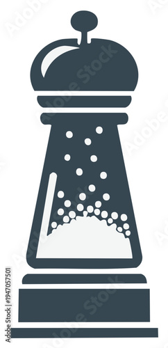 Dark Gray Salt or Pepper Grinder with White Granules and Dots