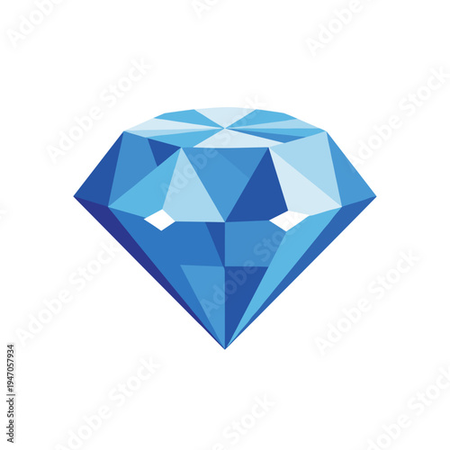 Blue crystalline diamond illustration with light reflections
