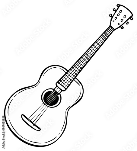 Acoustic guitar illustration with a simple line drawing style