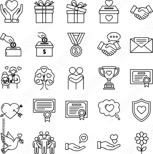 Set of 20 charity and donation icons vector