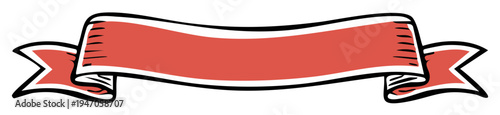 Red ribbon banner with a hand-drawn sketchy style and white border