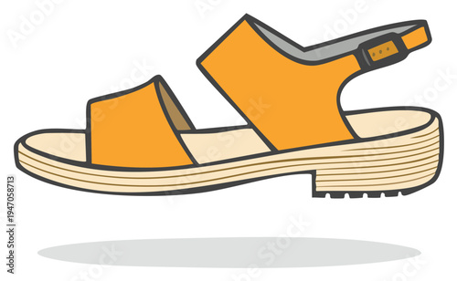 Bright Orange Women's Sandal with Buckle Strap and Stacked Platform Sole Design