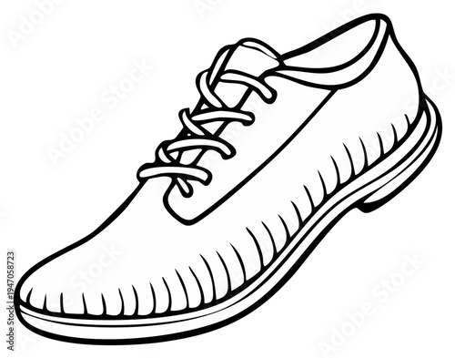 Single Athletic Shoe with Laces Line Art Simple Design One Footwear Sport Equipment