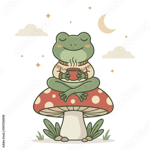 Vector Funny Relaxed Frog Illustration