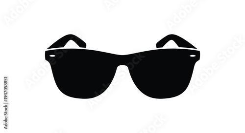 A stark black silhouette of classic wayfarer sunglasses against a plain white background silhouette high quality professional detailed