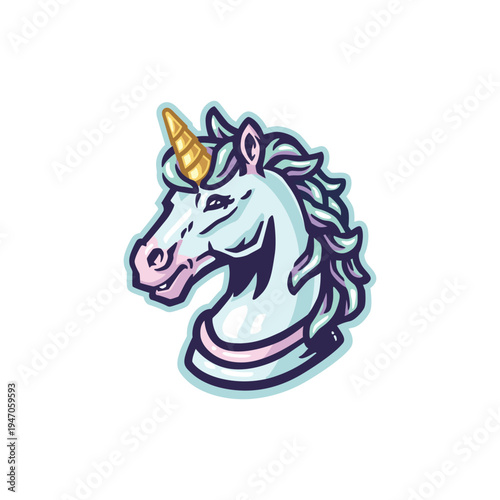 Female Unicorn Logo illustration clipart. Attractive  horse image. Usable for labels, banners, or advertisements.