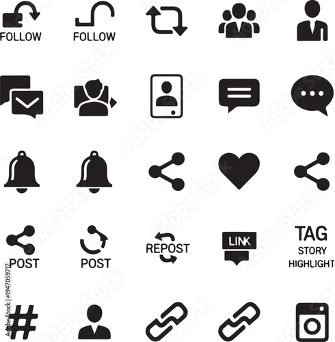 Set of 20 social media icons vector