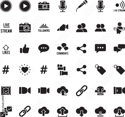Set of 40 social media icons vector
