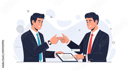 Businessmen shaking hands over contract agreement, partnership deal, teamwork, success