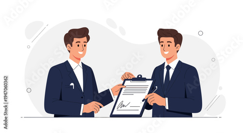 Two businessmen signing a contract, agreement, partnership, business deal, handshake concept