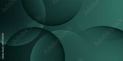 A dark green background with smooth, overlapping circles. The background is green with a gradient texture, creating a modern, abstract style. Minimal abstract circles vector gradient background