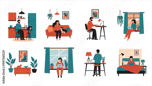 Work From Anywhere A Complete Remote Work & Freelance Illustration Set.