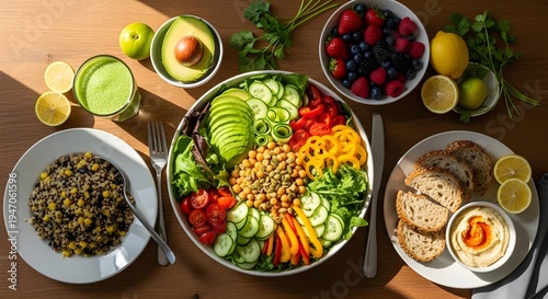 Wallpaper Mural Healthy Balanced Meal with Fresh Vegetables and Fruits Torontodigital.ca