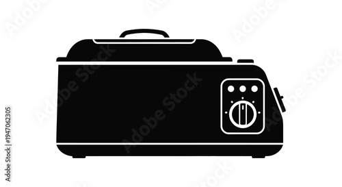 A sleek black silhouette of a vintage style toaster showcasing its classic design silhouette high quality professional detailed