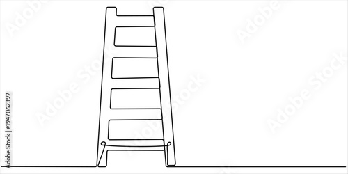ladder continuous one line drawing, Minimalist continuous one line art illustration featuring a ladder vector illustration. 