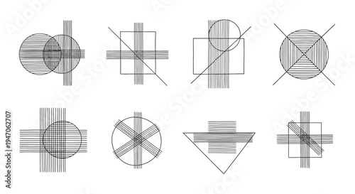 Geometric patterns with intersecting shapes and lines a striking silhouette