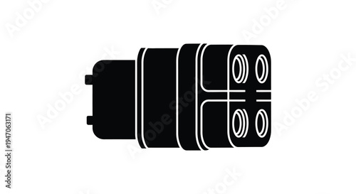 A stark black silhouette of a modern electrical plug with two prongs sharply defined silhouette high quality professional