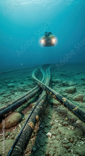 Underwater Submarine Exploration of Subsea Communication Cables
