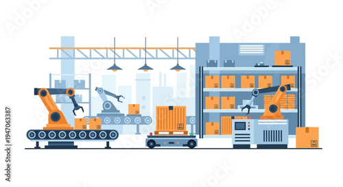 Industry 4.0 Smart Factory Automation: Robots, Conveyors & AGVs Streamlining Production and Logistics