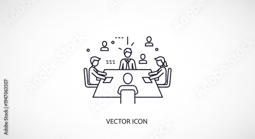 Business Meeting Icon Illustrating Team Collaboration and Discussion.
