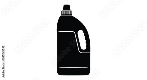 A stark black silhouette of a plastic detergent bottle showcasing its handle and cap silhouette high quality professional