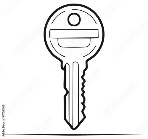Simple Door Key Design Line Art for Graphic Elements and Key Icon Design