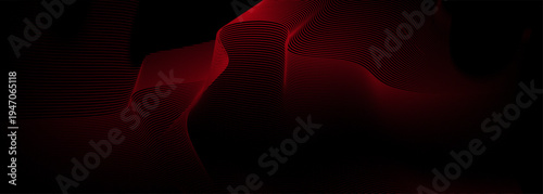 3D red lines techno abstract background overlap layer on dark space with waves effect decoration. Modern graphic design element stripes style concept for web, poster, flyer, card, or brochure cover
