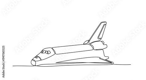 Space Shuttle Continuous Line Drawing, Minimalist Vector Art