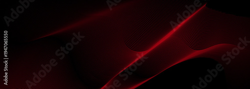3D red lines techno abstract background overlap layer on dark space with waves effect decoration. Modern graphic design element stripes style concept for web, poster, flyer, card, or brochure cover