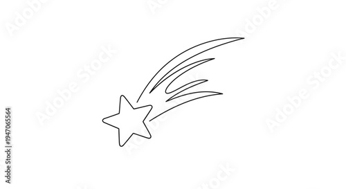 Simple Line Drawing of a Shooting Star