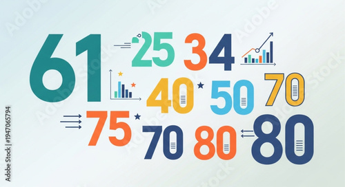 Colorful Numbers and Charts Representing Data and Statistics.
