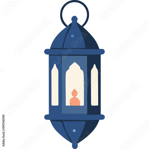 Wallpaper Mural An illustration of a blue lantern with a lit candle inside hangs from a metal loop. Torontodigital.ca