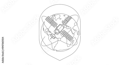 Satellite orbiting earth, technology, global communication, digital network, space exploration