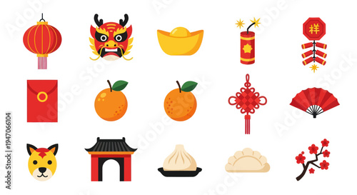 Chinese new year festive icon collection