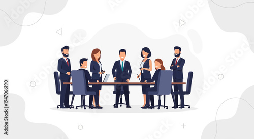 Business Meeting: Diverse Team Collaborating Around Conference Table