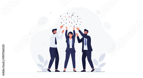 Team Celebrating Success with Confetti