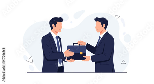 Businessmen Exchanging Briefcase - Partnership, Deal, Handover, Corporate, Agreement