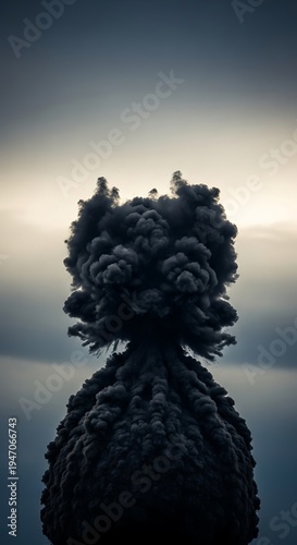 Volcanic Eruption with Ash Cloud Formation.