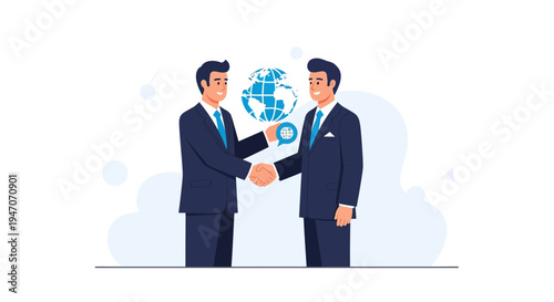 Business handshake global partnership agreement, international cooperation, business deal