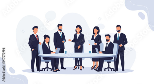 Business Meeting: Diverse Team Collaborating Around a Conference Table