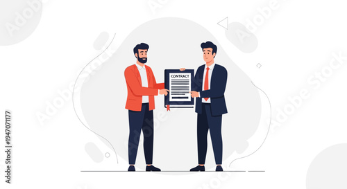 Two businessmen signing a contract, agreement, partnership, deal, handshake, business concept