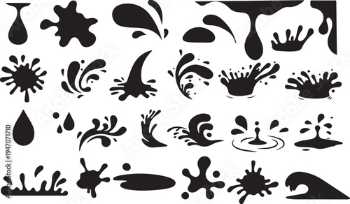 Set of black silhouettes of animals and cats featuring tribal tattoo art elements with floral ornaments and vintage bird vector patterns for nature decoration
