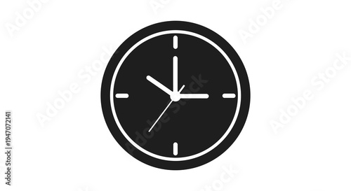 A minimalist depiction of a circular wall clock showing ten past twelve rendered as a striking silhouette