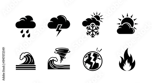 Weather Icons Set with Various Conditions.