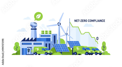 Green Industry Net-Zero Compliance: Sustainable Factory with Renewable Energy & Electric Vehicles