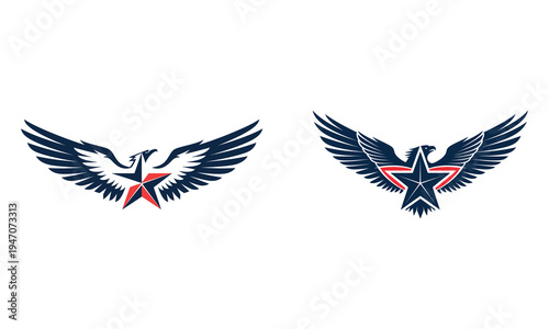 Independence day eagle symbols with american flags celebrating freedom and patriotism on july 4th