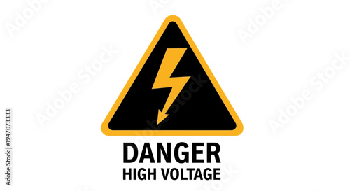 High Voltage Danger Warning Sign with Lightning Bolt Symbol for Electrical Hazard Safety in Industrial and Workplace Environments