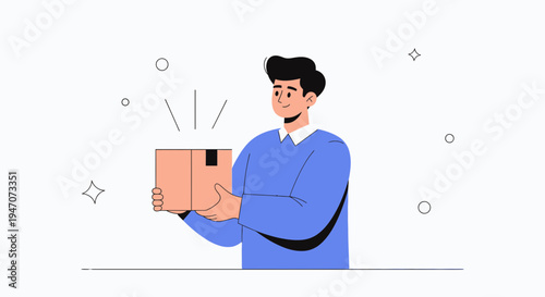 Man Holding a Package, Delivery Service, E-commerce, Online Shopping, Receiving Parcel