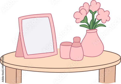 Pink Vanity Table Beauty Setup